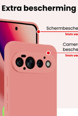 NoXx NoXx Google Pixel 11 Pro Hoesje Siliconen Met 2x Screenprotector - Lichtroze