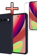 NoXx NoXx Google Pixel 11 Pro XL Hoesje Siliconen Met Screenprotector - Donkerblauw