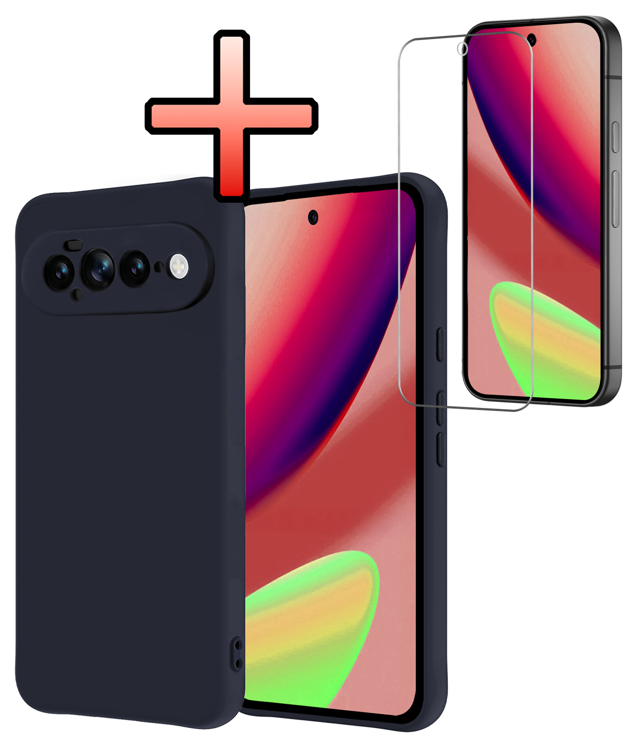 NoXx NoXx Google Pixel 11 Pro XL Hoesje Siliconen Met Screenprotector - Donkerblauw
