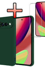 NoXx NoXx Google Pixel 11 Pro XL Hoesje Siliconen Met Screenprotector - Donkergroen