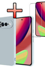 NoXx NoXx Google Pixel 11 Pro XL Hoesje Siliconen Met Screenprotector - Lichtblauw