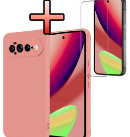 NoXx NoXx Google Pixel 11 Pro XL Hoesje Siliconen Met Screenprotector - Lichtroze