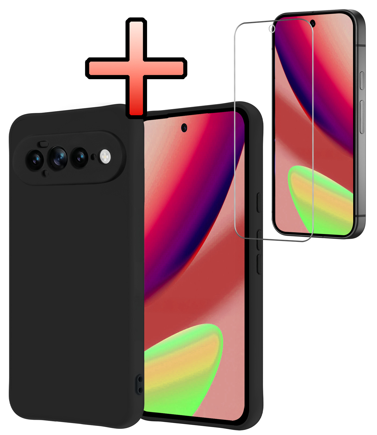 NoXx NoXx Google Pixel 11 Pro XL Hoesje Siliconen Met Screenprotector - Zwart