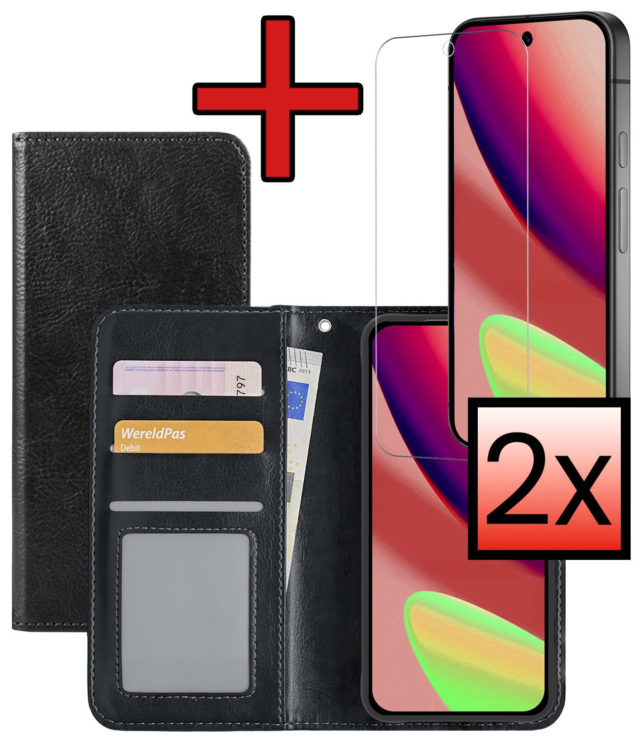 NoXx NoXx Google Pixel 11 Pro XL Hoesje Bookcase Met 2x Screenprotector - Zwart
