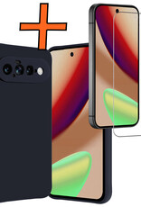 Nomfy Nomfy Google Pixel 11 Hoesje Siliconen Met Screenprotector - Donkerblauw