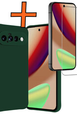 Nomfy Nomfy Google Pixel 11 Hoesje Siliconen Met Screenprotector - Donkergroen