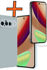 Nomfy Nomfy Google Pixel 11 Hoesje Siliconen Met Screenprotector - Lichtblauw