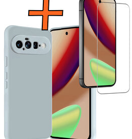Nomfy Nomfy Google Pixel 11 Hoesje Siliconen Met Screenprotector - Lichtblauw