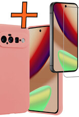Nomfy Nomfy Google Pixel 11 Hoesje Siliconen Met Screenprotector - Lichtroze