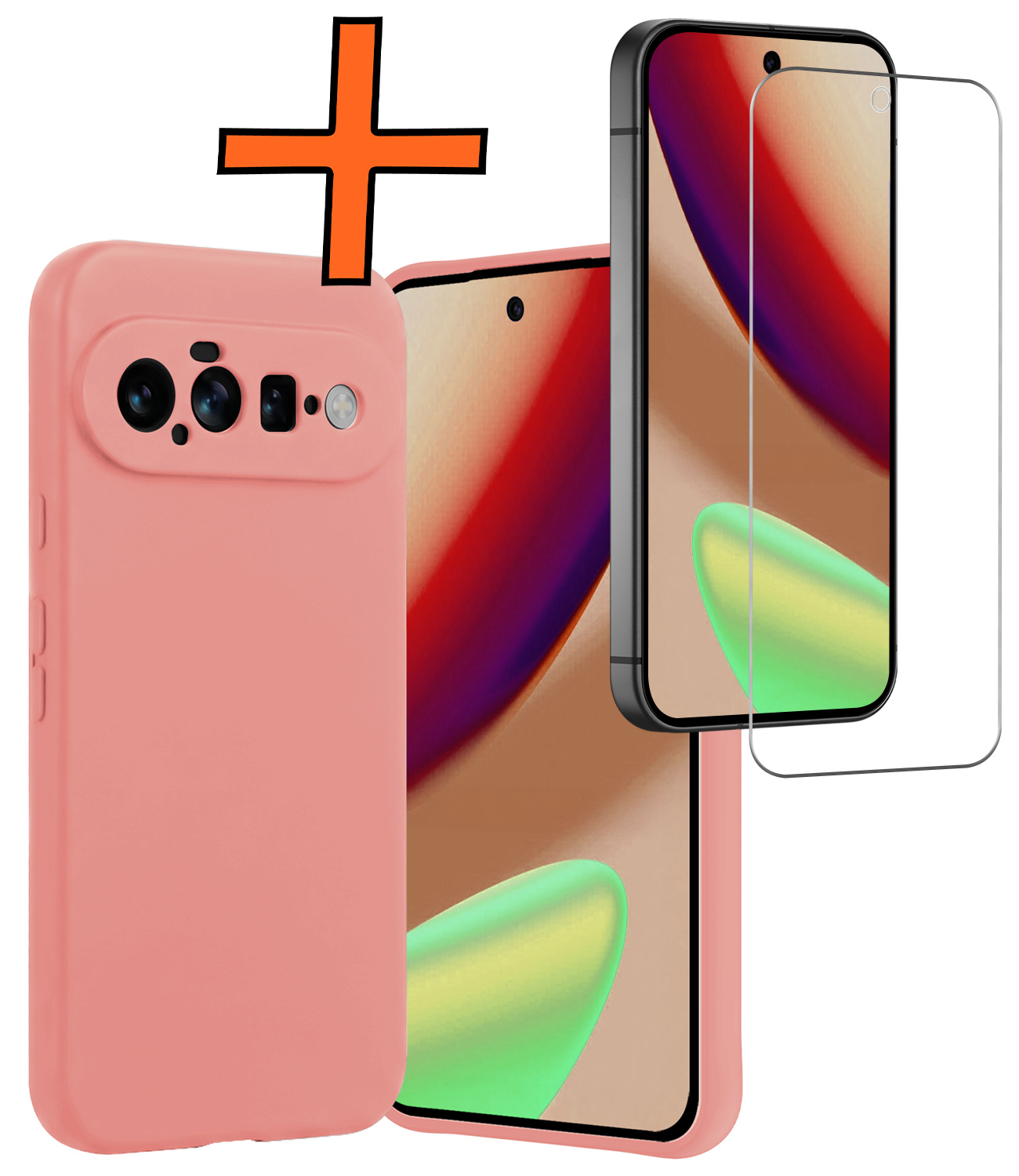 Nomfy Nomfy Google Pixel 11 Hoesje Siliconen Met Screenprotector - Lichtroze