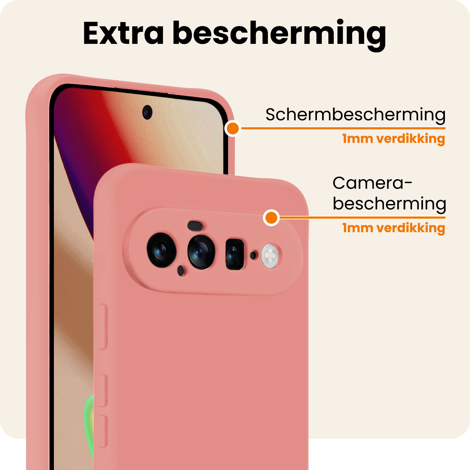 Nomfy Nomfy Google Pixel 11 Hoesje Siliconen Met Screenprotector - Lichtroze