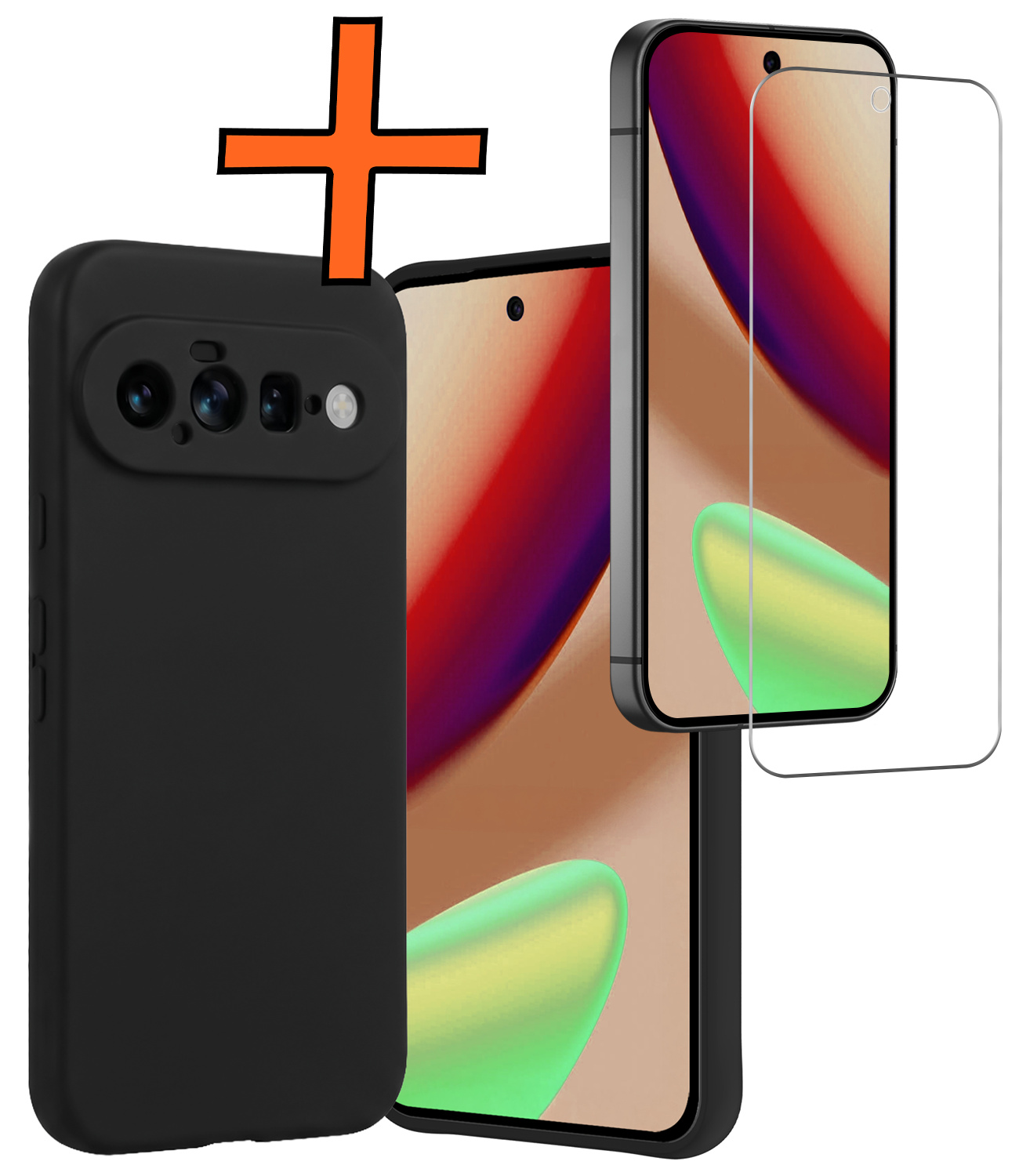 Nomfy Nomfy Google Pixel 11 Hoesje Siliconen Met Screenprotector - Zwart