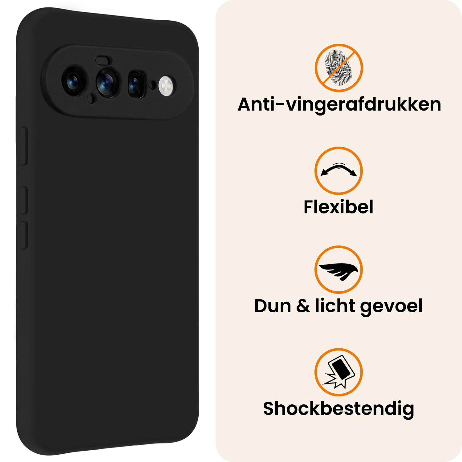 Nomfy Nomfy Google Pixel 11 Hoesje Siliconen Met Screenprotector - Zwart