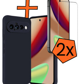 Nomfy Nomfy Google Pixel 11 Hoesje Siliconen Met 2x Screenprotector - Donkerblauw