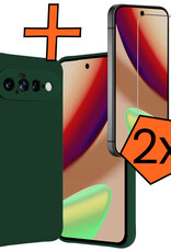 Nomfy Nomfy Google Pixel 11 Hoesje Siliconen Met 2x Screenprotector - Donkergroen