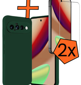 Nomfy Nomfy Google Pixel 11 Hoesje Siliconen Met 2x Screenprotector - Donkergroen