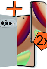 Nomfy Nomfy Google Pixel 11 Hoesje Siliconen Met 2x Screenprotector - Lichtblauw