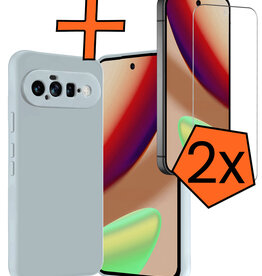 Nomfy Nomfy Google Pixel 11 Hoesje Siliconen Met 2x Screenprotector - Lichtblauw