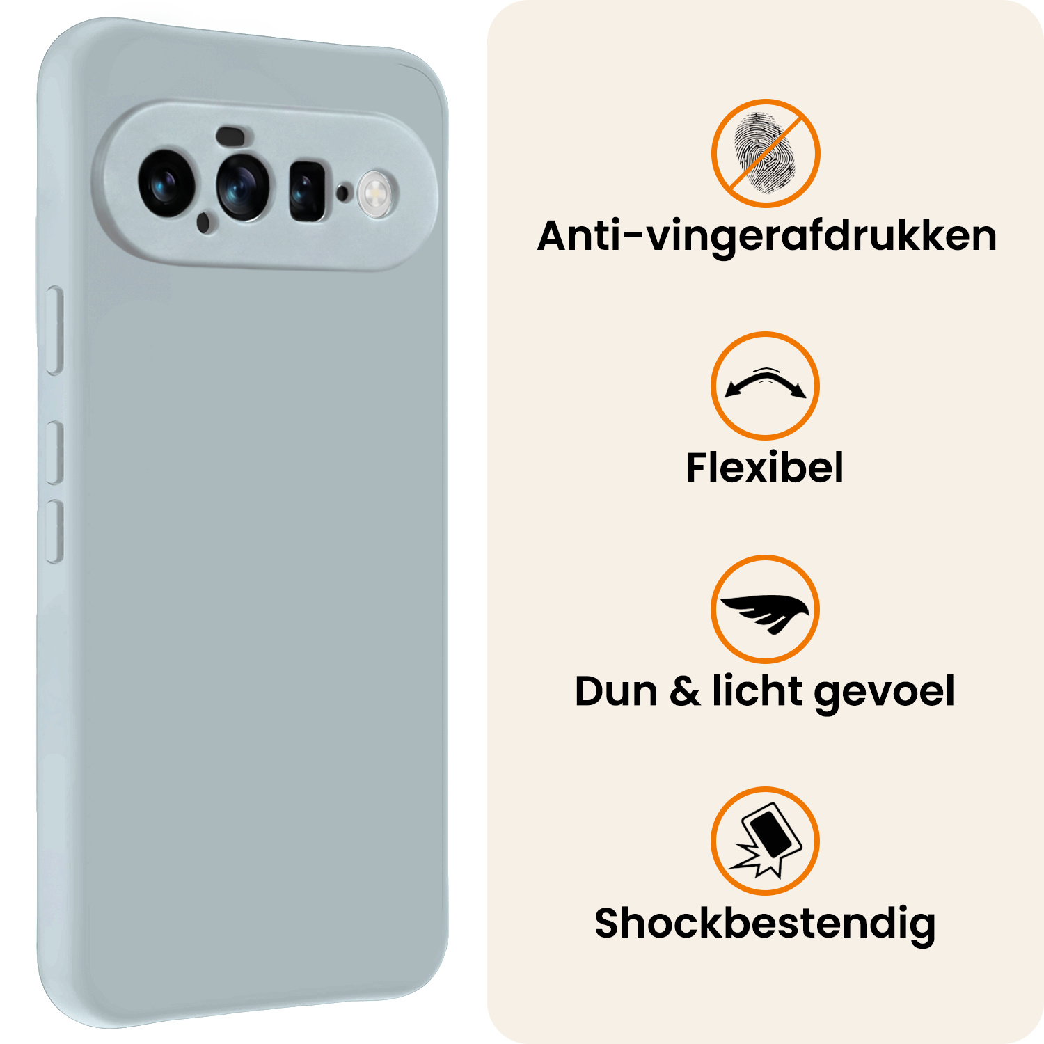 Nomfy Nomfy Google Pixel 11 Hoesje Siliconen Met 2x Screenprotector - Lichtblauw