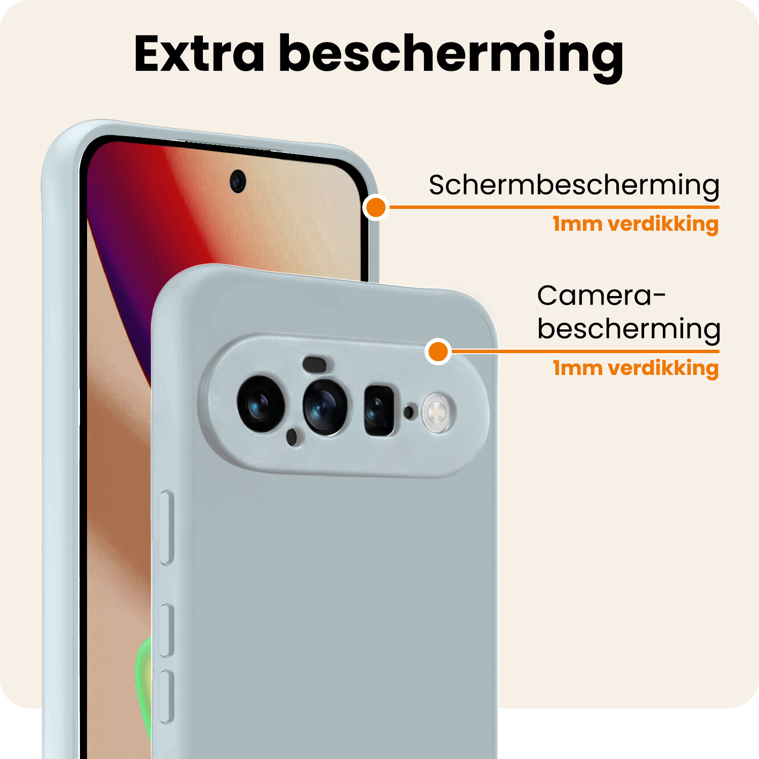 Nomfy Nomfy Google Pixel 11 Hoesje Siliconen Met 2x Screenprotector - Lichtblauw