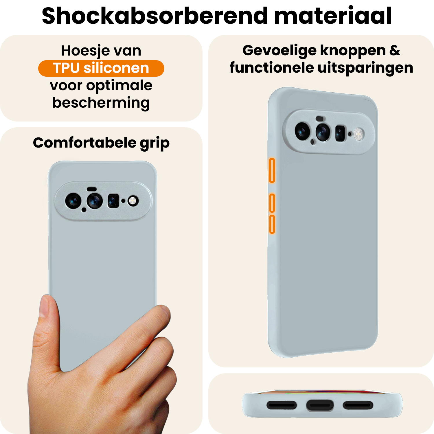 Nomfy Nomfy Google Pixel 11 Hoesje Siliconen Met 2x Screenprotector - Lichtblauw