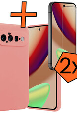 Nomfy Nomfy Google Pixel 11 Hoesje Siliconen Met 2x Screenprotector - Lichtroze