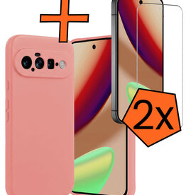 Nomfy Nomfy Google Pixel 11 Hoesje Siliconen Met 2x Screenprotector - Lichtroze
