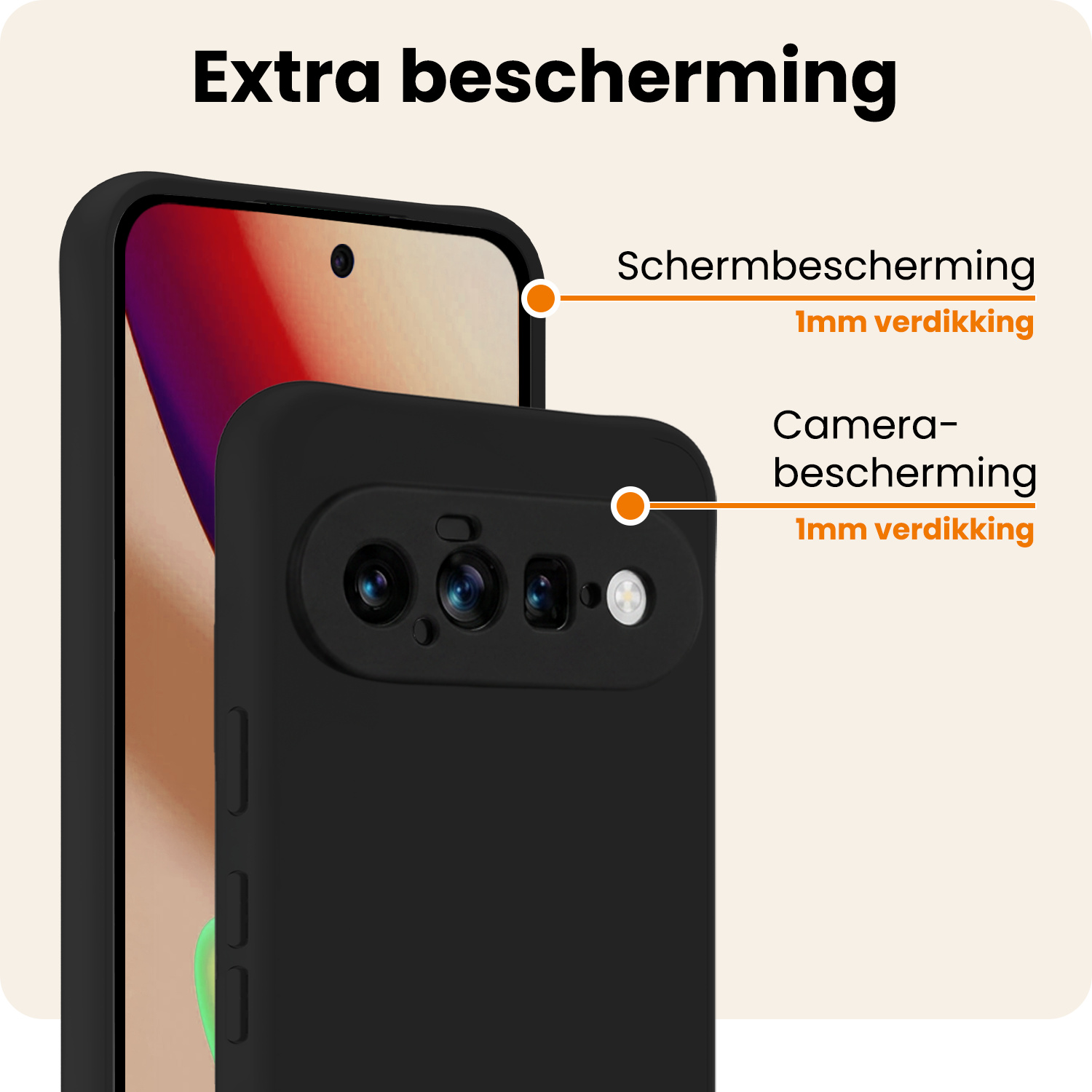 Nomfy Nomfy Google Pixel 11 Hoesje Siliconen Met 2x Screenprotector - Zwart