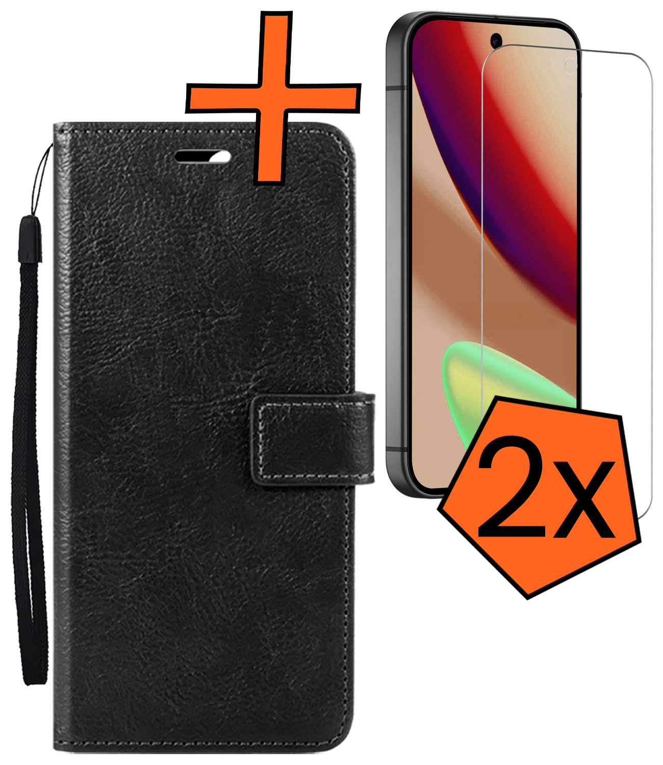 Nomfy Nomfy Google Pixel 11 Hoesje Bookcase Met 2x Screenprotector - Zwart