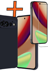 Nomfy Nomfy Google Pixel 11 Pro Hoesje Siliconen Met Screenprotector - Donkerblauw