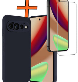 Nomfy Nomfy Google Pixel 11 Pro Hoesje Siliconen Met Screenprotector - Donkerblauw