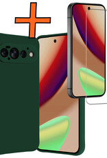 Nomfy Nomfy Google Pixel 11 Pro Hoesje Siliconen Met Screenprotector - Donkergroen