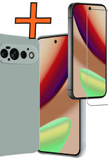 Nomfy Nomfy Google Pixel 11 Pro Hoesje Siliconen Met Screenprotector - Lichtblauw