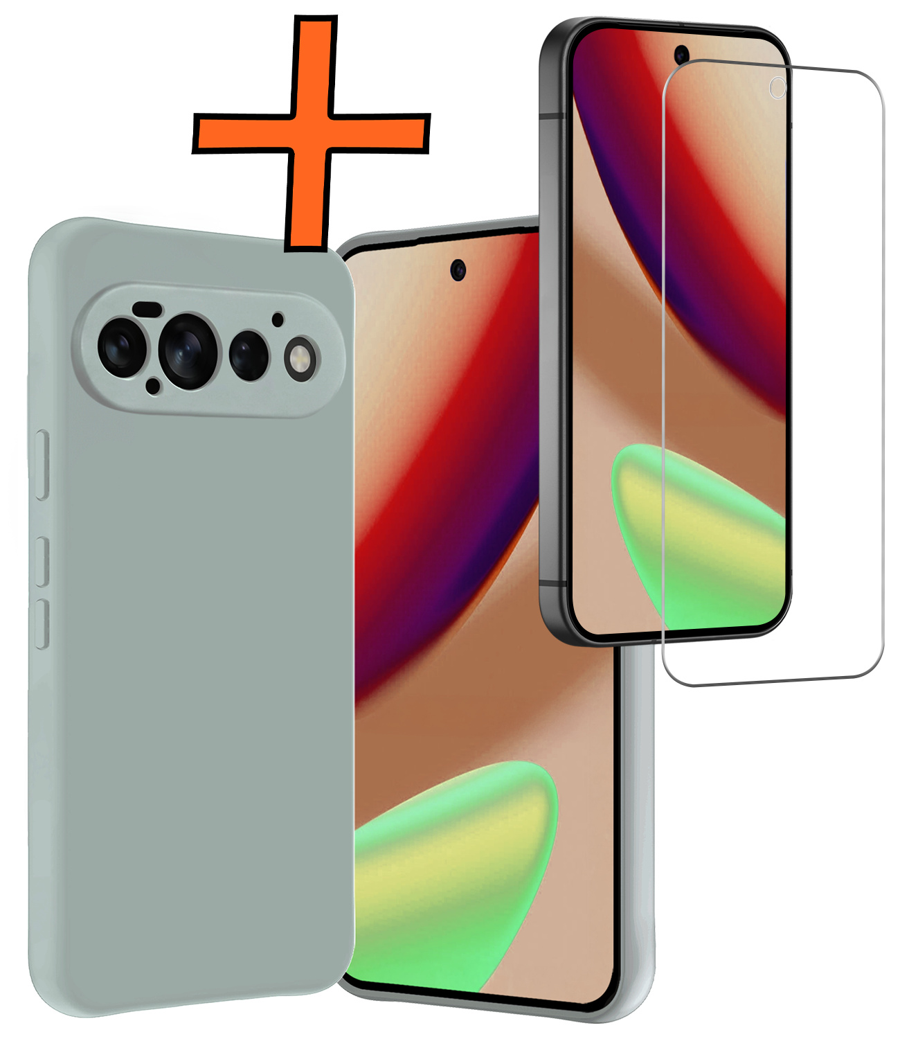 Nomfy Nomfy Google Pixel 11 Pro Hoesje Siliconen Met Screenprotector - Lichtblauw