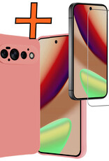 Nomfy Nomfy Google Pixel 11 Pro Hoesje Siliconen Met Screenprotector - Lichtroze