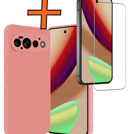 Nomfy Nomfy Google Pixel 11 Pro Hoesje Siliconen Met Screenprotector - Lichtroze
