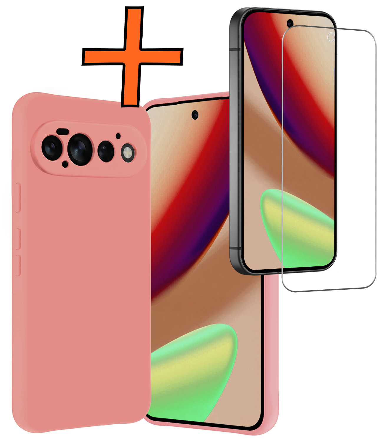 Nomfy Nomfy Google Pixel 11 Pro Hoesje Siliconen Met Screenprotector - Lichtroze