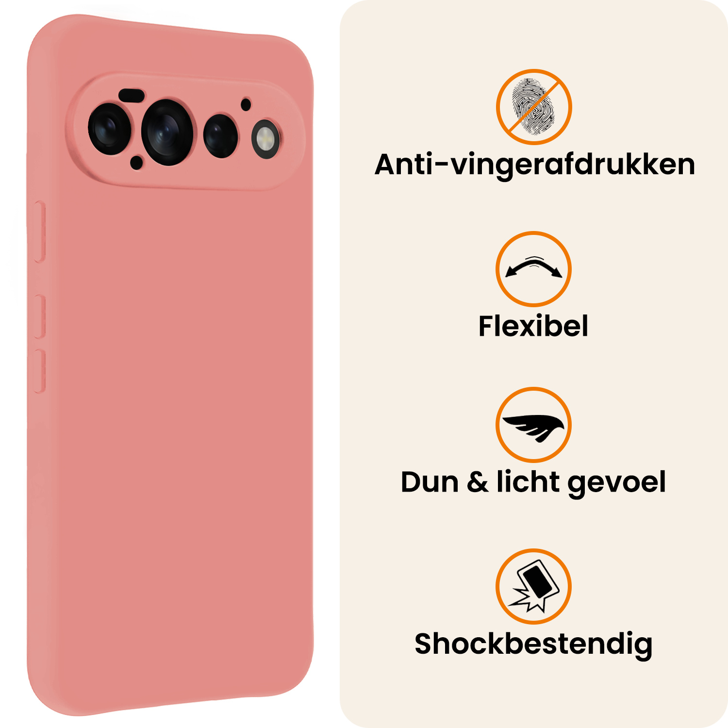 Nomfy Nomfy Google Pixel 11 Pro Hoesje Siliconen Met Screenprotector - Lichtroze