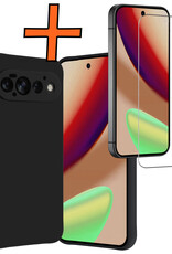 Nomfy Nomfy Google Pixel 11 Pro Hoesje Siliconen Met Screenprotector - Zwart
