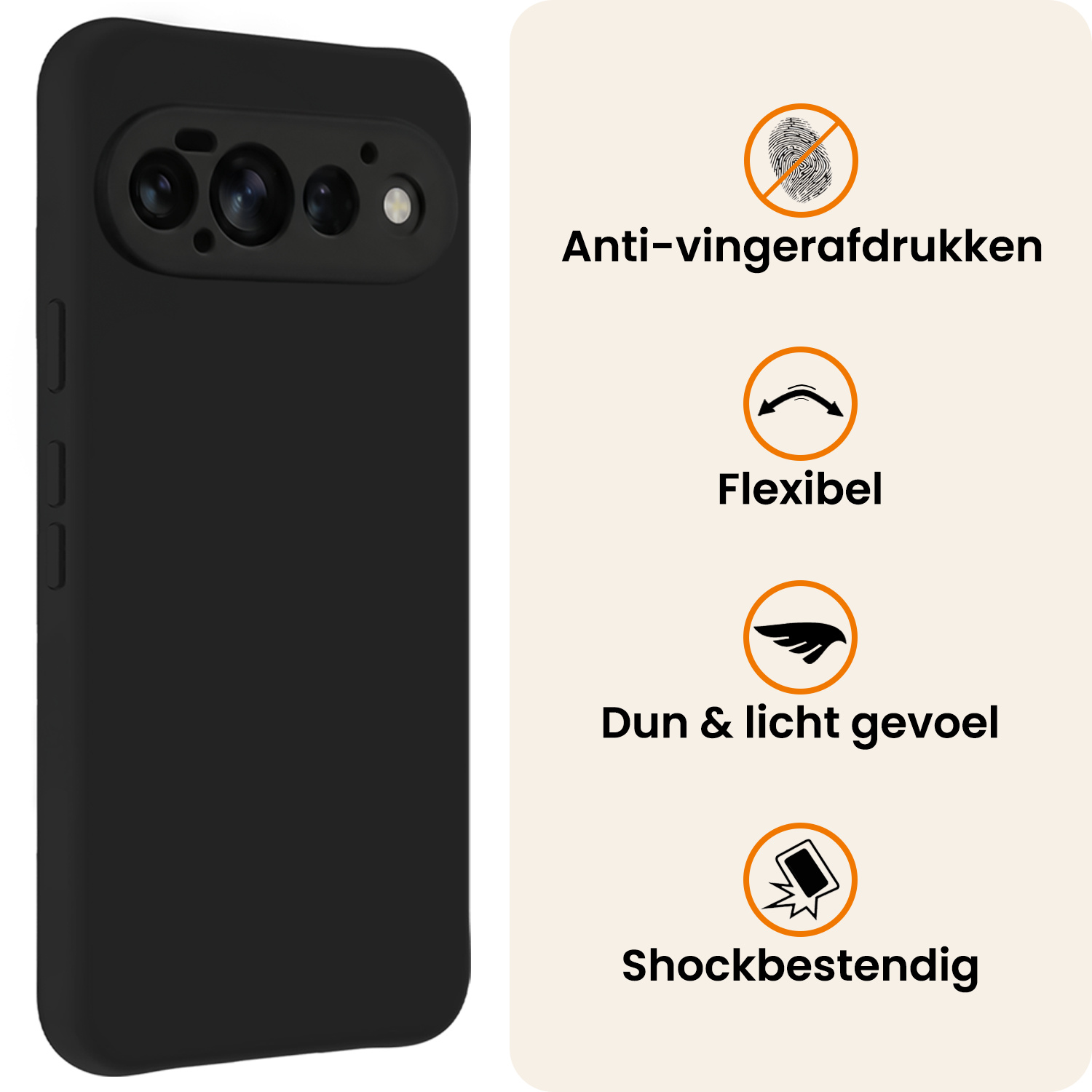 Nomfy Nomfy Google Pixel 11 Pro Hoesje Siliconen Met Screenprotector - Zwart