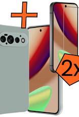 Nomfy Nomfy Google Pixel 11 Pro Hoesje Siliconen Met 2x Screenprotector - Lichtblauw