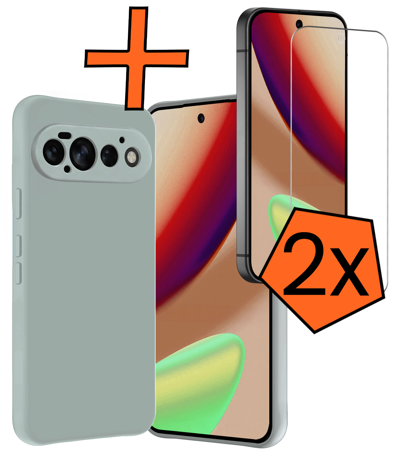 Nomfy Nomfy Google Pixel 11 Pro Hoesje Siliconen Met 2x Screenprotector - Lichtblauw