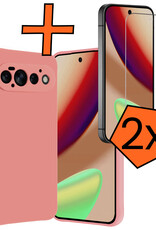 Nomfy Nomfy Google Pixel 11 Pro Hoesje Siliconen Met 2x Screenprotector - Lichtroze