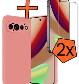 Nomfy Nomfy Google Pixel 11 Pro Hoesje Siliconen Met 2x Screenprotector - Lichtroze