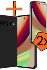 Nomfy Nomfy Google Pixel 11 Pro Hoesje Siliconen Met 2x Screenprotector - Zwart