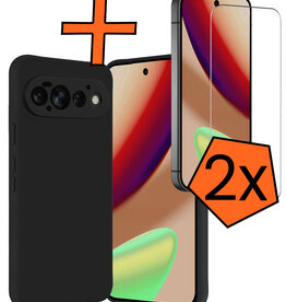 Nomfy Nomfy Google Pixel 11 Pro Hoesje Siliconen Met 2x Screenprotector - Zwart