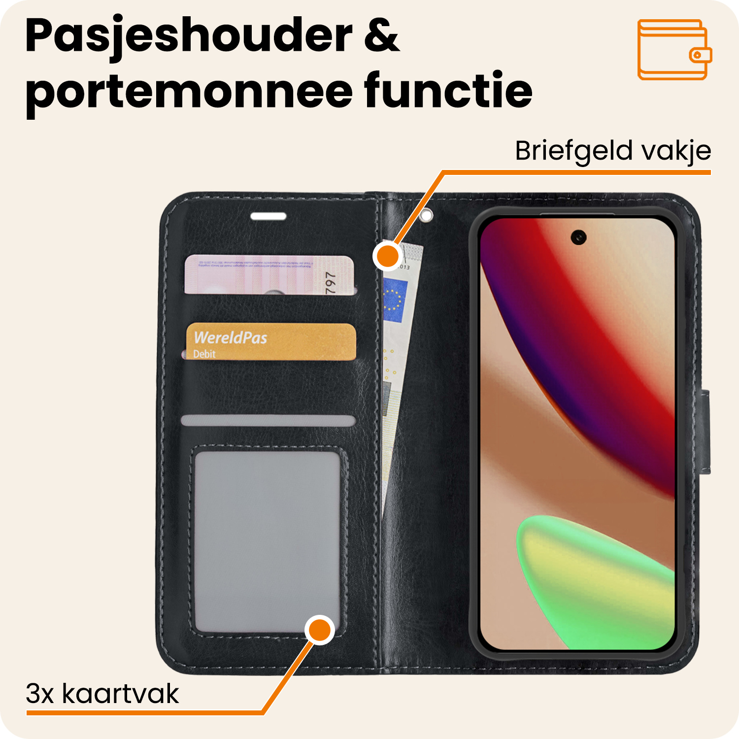 Nomfy Nomfy Google Pixel 11 Pro Hoesje Bookcase Met Screenprotector - Zwart