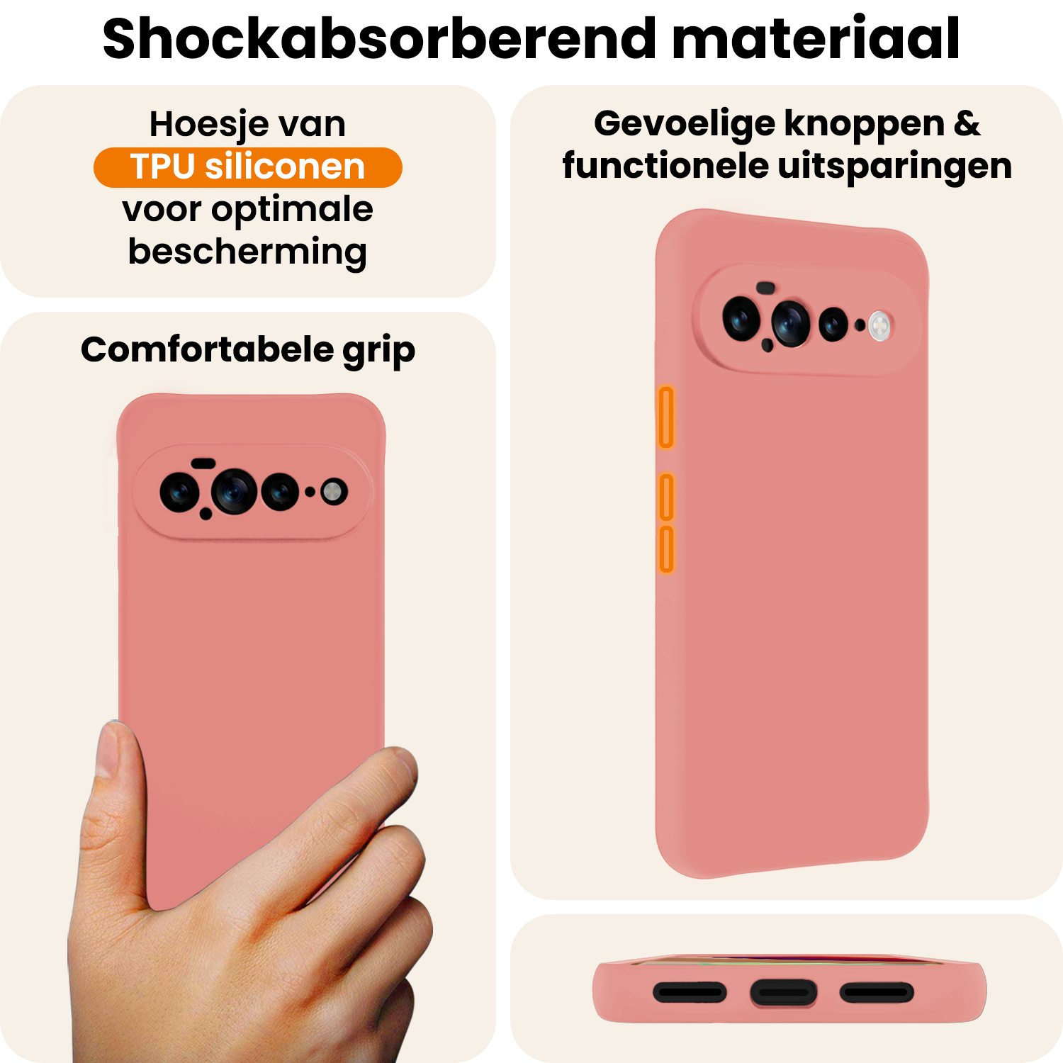 Nomfy Nomfy Google Pixel 11 Pro XL Hoesje Siliconen - Lichtroze