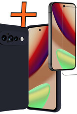 Nomfy Nomfy Google Pixel 11 Pro XL Hoesje Siliconen Met Screenprotector - Donkerblauw