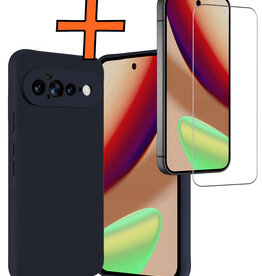 Nomfy Nomfy Google Pixel 11 Pro XL Hoesje Siliconen Met Screenprotector - Donkerblauw